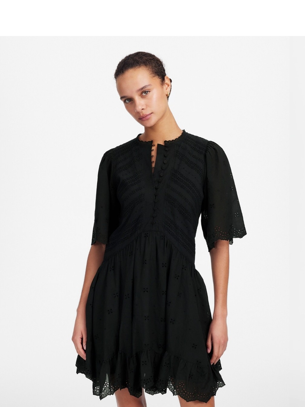 Madewell Eyelet Flutter Sleeve Mini Dress
